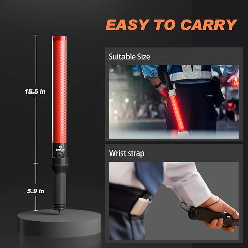 2 Pack Traffic Wand, 16 Inch Traffic Control Wand with White LED on Top, Traffic Safety Signal Baton with 3 Flashing Modes for Parking Guides, Car Directing, Air Marshalling in Kuwait