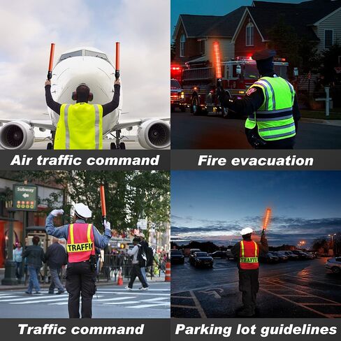 2 Pack Traffic Wand, 16 Inch Traffic Control Wand with White LED on Top, Traffic Safety Signal Baton with 3 Flashing Modes for Parking Guides, Car Directing, Air Marshalling in Kuwait