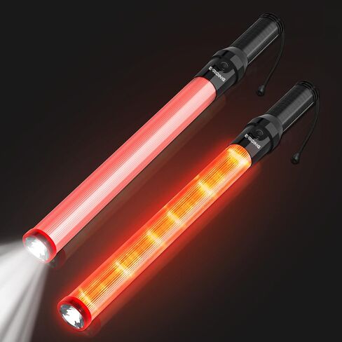 عصا اشارة المرور مقاس 21 انش، عصا التحكم في حركة المرور مع اضاءة LED بيضاء على الاطراف، مصباح امان لادلة وقوف السيارات والتخييم في الهواء الطلق، قطعتين in Kuwait