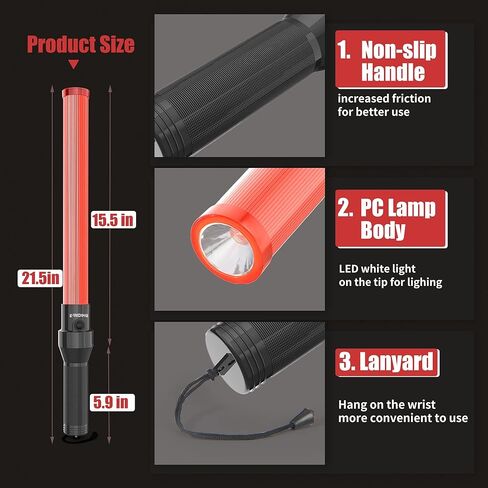 عصا اشارة المرور مقاس 21 انش، عصا التحكم في حركة المرور مع اضاءة LED بيضاء على الاطراف، مصباح امان لادلة وقوف السيارات والتخييم في الهواء الطلق، قطعتين in Kuwait