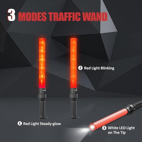 عصا اشارة المرور مقاس 21 انش، عصا التحكم في حركة المرور مع اضاءة LED بيضاء على الاطراف، مصباح امان لادلة وقوف السيارات والتخييم في الهواء الطلق، قطعتين in Kuwait
