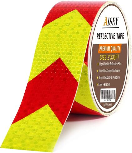 Reflective Tape Waterproof High Visibility Red & Yellow, Industrial Marking Tape Heavy Duty Hazard Caution Warning Safety Adhesive Tape Outdoor 2 Inch by 30 Feet in Saudi Arabia