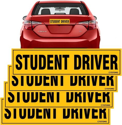 TOTOMO Student Driver Sticker for Car- Large 12x3 Adhesive Reflective Vehicle Safety Sign Window Cling for New Rookie Learner Drivers Removable Bumper Sticker Please Be Patient (2 Pack) in Kuwait
