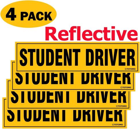 TOTOMO Student Driver Sticker for Car- Large 12x3 Adhesive Reflective Vehicle Safety Sign Window Cling for New Rookie Learner Drivers Removable Bumper Sticker Please Be Patient (2 Pack) in Kuwait