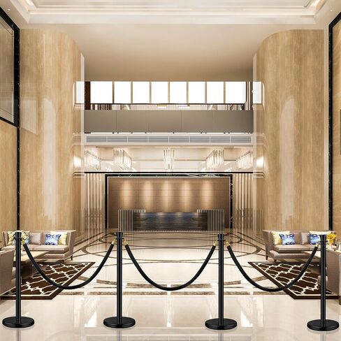 Wesiti 4 Pcs Stainless Steel Stanchion Post 2 Pcs 5 ft Velvet Rope Carpet Ropes and Poles Stanchions and Velvet Ropes Crowd Control Barriers Rope Safety Barriers for Party Theater (Silver, Black) in Kuwait