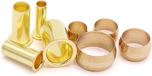 120 قطعة أنبوب OD(1/4" 3/8" 1/2") حلقات وأكمام ضغط نحاسية، 3 أحجام مجموعة تركيبات ضغط نحاسية in Kuwait