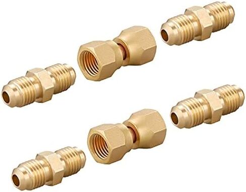 Litorange 4 PCS Brass 1/4" Flare Male x 1/4 Inch Male Flare Tube Coupler Pipe Fitting & 2 PCS 1/4" x 1/4" Female Flare Swivel Brass Adapter Female Swivel Nut, Flare Tube Fitting(Pack of 6) in Saudi Arabia