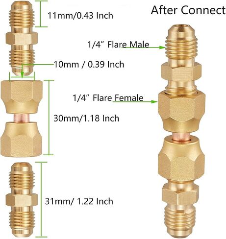 Litorange 4 PCS Brass 1/4" Flare Male x 1/4 Inch Male Flare Tube Coupler Pipe Fitting & 2 PCS 1/4" x 1/4" Female Flare Swivel Brass Adapter Female Swivel Nut, Flare Tube Fitting(Pack of 6) in Saudi Arabia