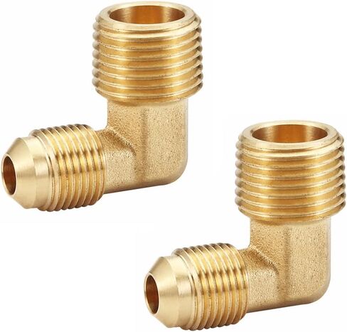HQMPC تركيبات نحاسية مضيئة كوع نحاسي 3/8 "مضيئة x 1/2" NPT تركيب أنبوب نحاسي محول كوع 90 درجة 2 قطعة in Kuwait