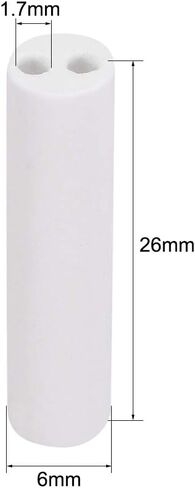 Uxcell 1.7 مللي متر ضياء أنبوب عزل السيراميك التوأم تتحمل الألومينا الخزف ارتفاع درجة الحرارة عازل الأنابيب لعنصر التدفئة 100 قطعة in Kuwait