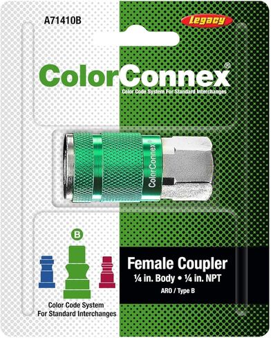 ColorConnex Plug (2-Pack), ARO Type B, 1/4" FNPT, Green - A71430B-2PK in Kuwait