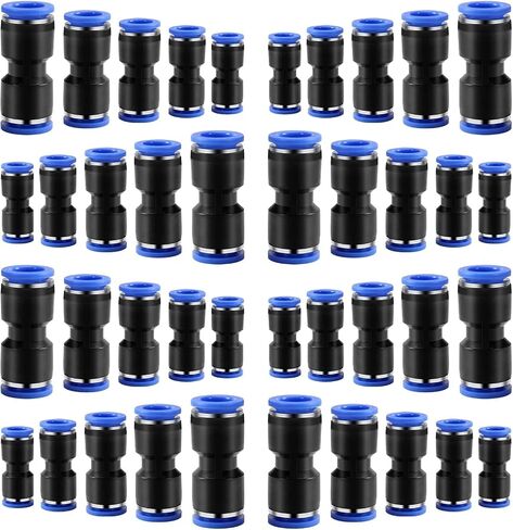 Quick Connect Straight Push Connectors,5/32" 1/4" 5/16" 3/8" 1/2 inch OD Push-to-Connect fittings,Quick Release Pneumatic Air Line Hose Fittings Kit for 4mm 6mm 8mm 10mm 12mm OD Tube (25 Pcs) in Kuwait