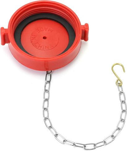 QWORK 2-1/2 Inch NST/NH Fire Hose Connection Standpipe Cap Fitting with Chain - 12 Pack Red Thermoplastic, Anti-Theft FDC Cap in Kuwait