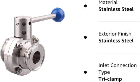 DERNORD Sanitary Butterfly Valve with Pull Handle Stainless Steel 304 Tri Clamp Clover (1 Inch) in Kuwait