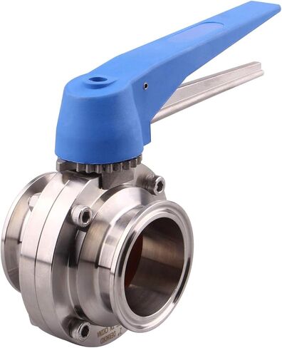 DERNORD 1.5 inch Tri Clamp Butterfly Valve with Blue Trigger Handle Stainless Steel 304 Tri Clamp Clover (1 Inch Tube OD) in Kuwait