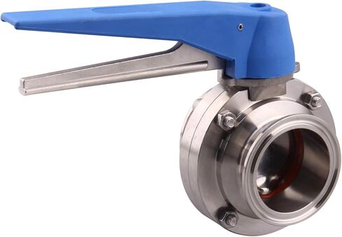 DERNORD 1.5 inch Tri Clamp Butterfly Valve with Blue Trigger Handle Stainless Steel 304 Tri Clamp Clover (1 Inch Tube OD) in Kuwait