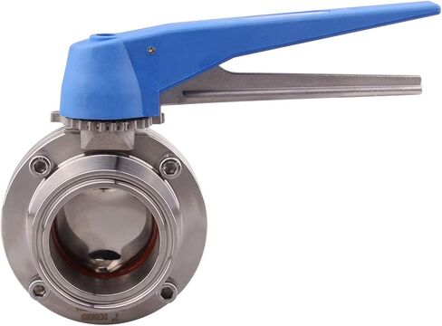 DERNORD 1.5 inch Tri Clamp Butterfly Valve with Blue Trigger Handle Stainless Steel 304 Tri Clamp Clover (1 Inch Tube OD) in Kuwait