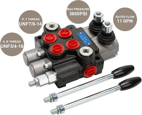 Hydraulic Control Valve with Joystick, 1 Spool 11GPM Hydraulic Directional Valve for Log Splitters, Tractors Loaders Black in Saudi Arabia
