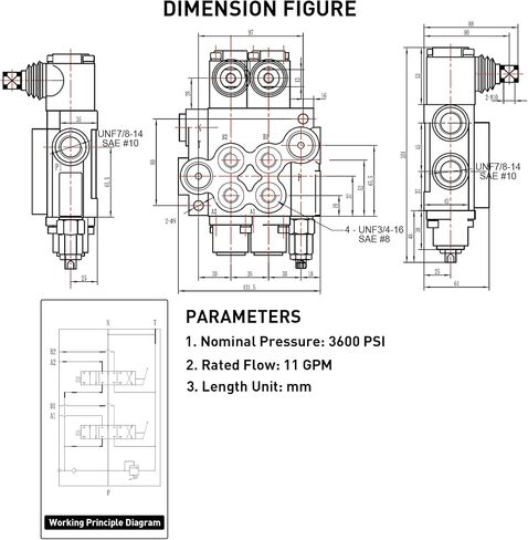 Hydraulic Control Valve with Joystick, 1 Spool 11GPM Hydraulic Directional Valve for Log Splitters, Tractors Loaders Black in Saudi Arabia