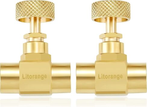 Litorange 2 حزمة صمام إبرة التحكم استبدال النحاس الثقيلة 1/4 "أنثى NPT X 1/4" اتصال NPT الإناث in Kuwait