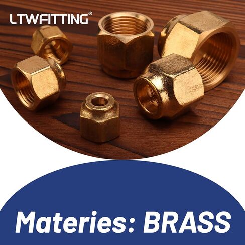 LTWFITTING Assortment Kit Tube OD 1/4-Inch 5/16-Inch 3/8-Inch 1/2-Inch 3/4-Inch 5/8-Inch Brass Flare Short Forged Nut Set(Pack of 30) in Saudi Arabia