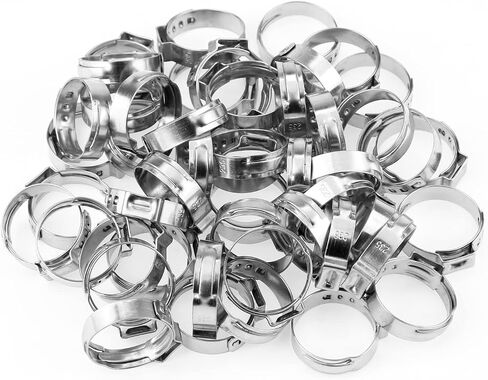 50 Pieces 6-7mm 304 Stainless Steel Single Ear Hose Clamps in Kuwait
