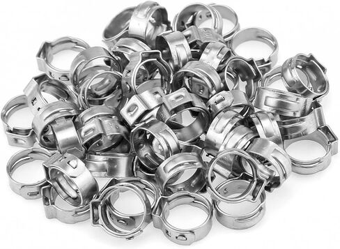 50 Pieces 6-7mm 304 Stainless Steel Single Ear Hose Clamps in Kuwait