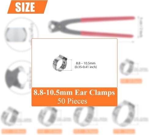50 Pieces 6-7mm 304 Stainless Steel Single Ear Hose Clamps in Kuwait