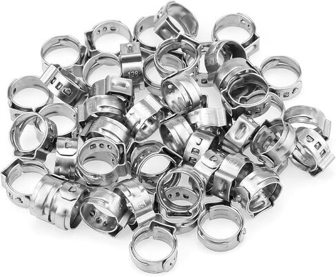 50 Pieces 6-7mm 304 Stainless Steel Single Ear Hose Clamps in Kuwait