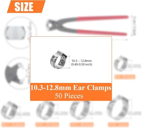 50 Pieces 6-7mm 304 Stainless Steel Single Ear Hose Clamps in Kuwait