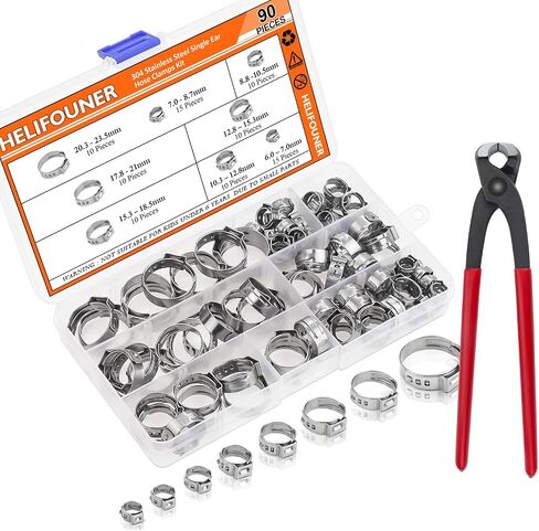 50 Pieces 6-7mm 304 Stainless Steel Single Ear Hose Clamps in Kuwait