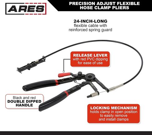 ARES 78005 – Precision Adjustment Hose Clamp Plier - 24-Inch Heavy Duty Cable Flexes for Use in Any Position - Works on 18mm-54mm Hose Clamps – Micro Adjustment Feature Maintains Tension on Hose Clamp in Saudi Arabia