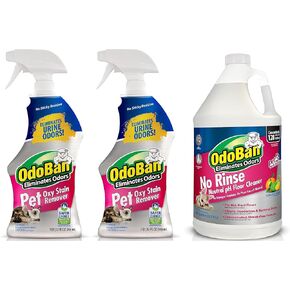 مزيل البقع أوكسي من شركة OdoBan Pet Solutions، بخاخ 32 أونصة، ومنظف سجاد 3 في 1، و1 جالون، و120 كيسًا لالتقاط نفايات الكلاب