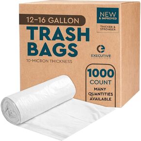 Clear 7-10 Gallon Trash Bags, Bulk Pack - Medium Size Garbage Bin Liners for Office, Bedroom and Kitchen Wastebasket Cans - by Executive Collection (100 Bags)