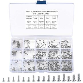 800 Pcs Tiny Screws for Electronics, Micro Small Mini Phillips Pan Head Machine Screws Assortment Kit for Eyeglasses, Watches, Clocks, Mobile Phone, Electronic Repair Screw, M1/M1.2/M1.4/M1.6/M1.7