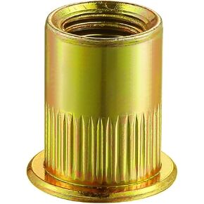 طقم صامولة برشام وينسيلون 1/4"-20UNC 8-32UNC 10-24UNC 3/8"-16UNC 5/16"-18UNC 138 قطعة مطلية بالزنك الأصفر برأس مسطح وجوز ريفنوت ملولب وجسم مخرش