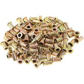 Keadic 150Pcs M6 Metric Zinc Plated Carbon Steel Rivet Nut Flat Head Threaded Insert Nutsert Kit (M6)
