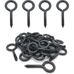 Screw Eyes, 2 Inch Metal Eye Hook, Zinc Plated Self Tapping Screw Hooks Ring, Eyelet Screws Black 30 Pcs in Saudi Arabia