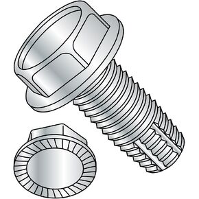 Steel Thread Cutting Screw, Zinc Plated Finish, Serrated Hex Washer Head, Type F, 5/16"-18 Thread Size, 1-1/4" Length (Pack of 10) in Kuwait