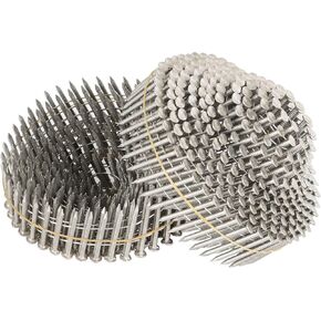 3600 Count Coil Siding Nail Full Round Head Wire Collated Coil 15-Degree 1-1/2-Inch x .090-Inch Ring Shank 304 Stainless Steel Coil Roofing Nails