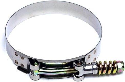 HPS Performance SLTC-475 مشبك T-Bolt من الفولاذ المقاوم للصدأ محمل بنابض SAE 124 لخرطوم معرف 4.5 بوصة، ملمع، قطعة واحدة 4.77 بوصة - 5.08 بوصة (121 مم - 129 مم) in Kuwait