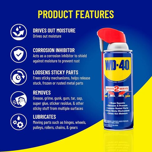 تركيبة WD-40 الأصلية، منتج متعدد الاستخدام مع بخاخات القش الذكية بطريقتين، 14.4 أونصة [عبوتان] in Kuwait