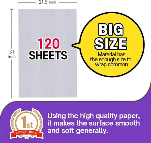 120 ورقة، ورق تغليف للنقل، 31 انش × 21.5 انش، 5.5 باوند، ورق طباعة الصحف الطبيعي للتعبئة والشحن والحرف اليدوية ها شي in Kuwait