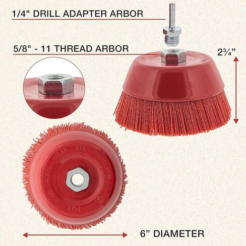 Dura-Gold 4" Abrasive Filament Nylon Bristle Cup Brush - 5/8" 11 Thread, 1/4" Hex Drill Shank Arbor, Coarse Grit Angle Grinder Brush for Truck Bed Liner Surface Prep, Sanding, Rust & Paint Removal in Saudi Arabia