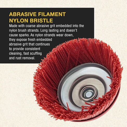 Dura-Gold 4" Abrasive Filament Nylon Bristle Cup Brush - 5/8" 11 Thread, 1/4" Hex Drill Shank Arbor, Coarse Grit Angle Grinder Brush for Truck Bed Liner Surface Prep, Sanding, Rust & Paint Removal in Saudi Arabia