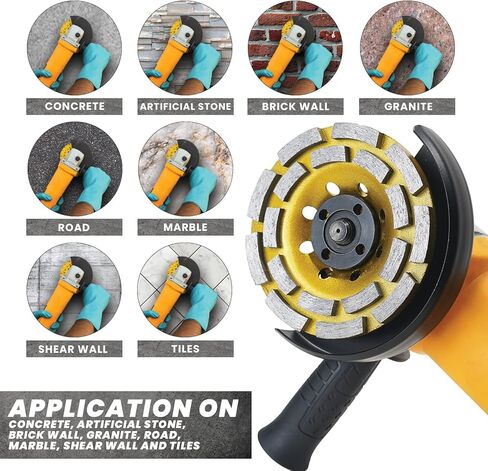 عجلة طحن الخرسانة من Ace-Tools 4 1/2 لطاحونة الزوايا، عجلة طحن خرسانة 4.5 بوصة لطحن الخرسانة والأسمنت وأحجار البناء والجرانيت والرخام، عجلة كأس ماسية 18 قطعة بفتحة أربور 7/8 بوصة in Kuwait