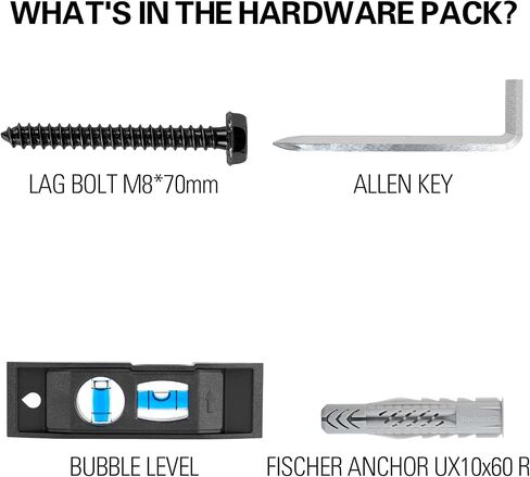 Mounting Dream Lag Bolt Kit for TV Wall Mount Comes with M8 Lag Bolt for Wood Stud, Fischer Anchors for Concrete Wall, Includes Allen Key and Bubble Level for Easy Installation MD5753 in Kuwait