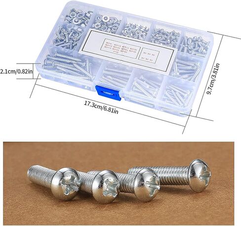 550 Pcs Machine Screws and Nuts and Bolts and Flat Washers Hardware Assortment Kit, M3/M4/M5 Phillips Pan Round Head Set, with Storage Case - 12 Sizes in Kuwait