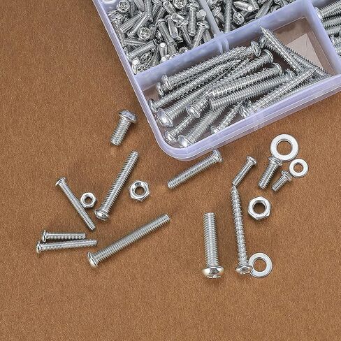550 Pcs Machine Screws and Nuts and Bolts and Flat Washers Hardware Assortment Kit, M3/M4/M5 Phillips Pan Round Head Set, with Storage Case - 12 Sizes in Kuwait