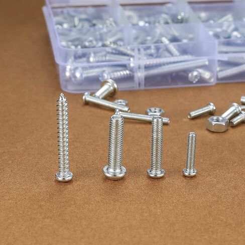 550 Pcs Machine Screws and Nuts and Bolts and Flat Washers Hardware Assortment Kit, M3/M4/M5 Phillips Pan Round Head Set, with Storage Case - 12 Sizes in Kuwait